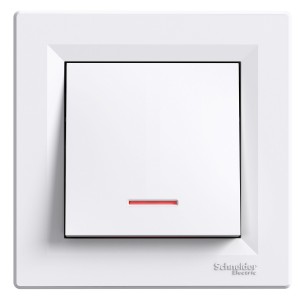 Asfora -1pole 2way switch -10AX lift terminals, locator light, white