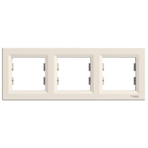 Asfora - horizontal 3-gang frame - cream