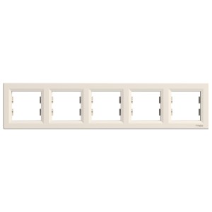 Asfora - horizontal 5-gang frame - cream