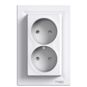 Asfora - double socket outlet without earth - 16A white