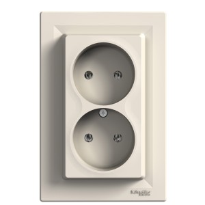 Asfora - double socket outlet without earth - 16A cream