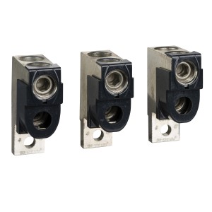 aluminium bare cable connectors, Compact NSX, EasyPact CVS, for 2 cables 50 mm² to 120 mm², 250 A, set of 3 parts