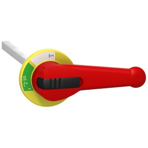 Extended front control rotary handle, FuPact INF400, red handle on yellow front plate