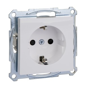 SCHUKO socket-outlet, shutter, screwl. term., active white, glossy, System M