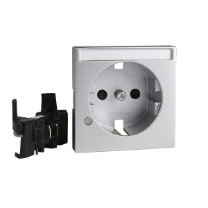 Cen.pl.w. label fld& indicator lamp module f. SCHUKO sock.-out. shut.alum.Sys.M
