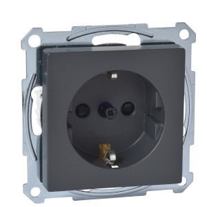 SCHUKO-Steckdose, shutter, screw terminals, anthracite, System M