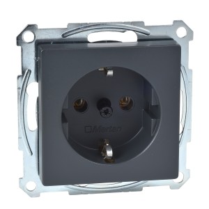 SCHUKO socket-outlet, screw terminals, anthracite, System M