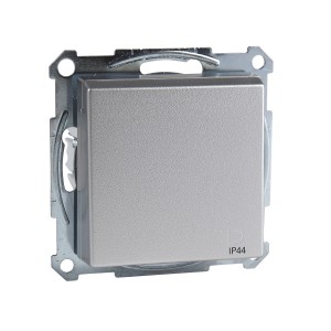 SCHUKO socket-outlet w. hng.lid, IP44, shutter, screw term., aluminium, System M