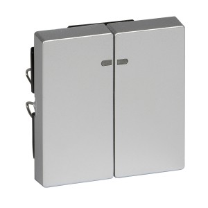 Rocker 2-gang with indicator window, aluminium, System M