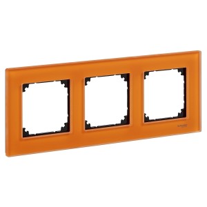Real glass frame, 3-gang, Calcite orange, M-Elegance