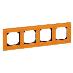 Real glass frame, 4-gang, Calcite orange, M-Elegance