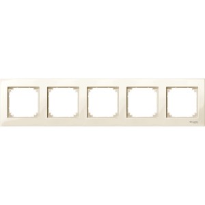 M-Plan frame, 5-gang, white, glossy