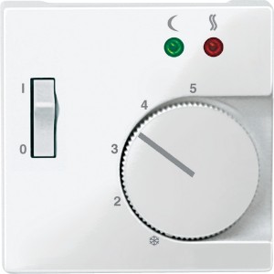 Cen.pl. f. floor thermostat insert w. switch, polar white, glossy, System M