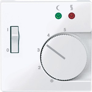 Cen.pl. f. floor thermostat insert w. switch, active white, glossy, System M