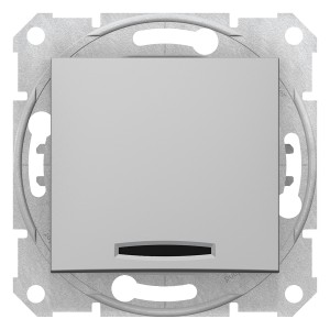 Sedna - 2pole switch - 10AX indicator light, without frame aluminium