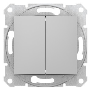 Sedna - double 2way switch - 10AX without frame aluminium
