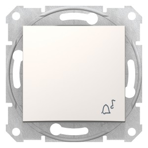 Sedna - 1pole pushbutton - 10A bell symbol, without frame cream