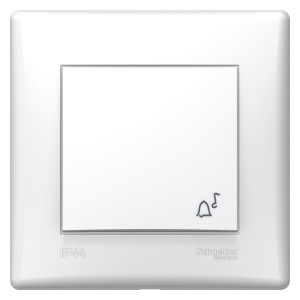 Sedna - 1pole pushbutton - 10A bell symbol, IP44 white