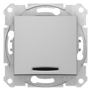 Sedna - 1pole 2way switch - 16AX locator light, without frame aluminium
