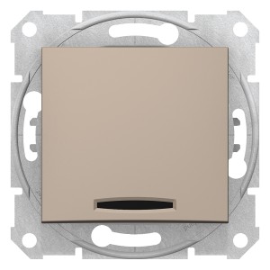 Sedna - 1pole pushbutton - 10A locator light, without frame titanium