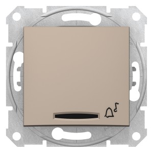 Sedna - 1pole pushbutt - 10A locator light, bell symbol, without frame titanium