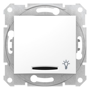 Sedna - 1pole pushbutton - 10A locator light, light symbol, without frame white