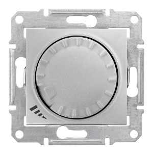 Sedna - 2way universal rotary pushbutton dimmer - 600VA, without frame aluminium
