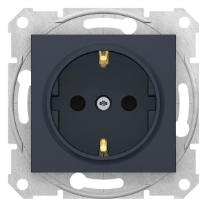 Sedna - single socket outlet, side earth - 16A shutters, without frame graphite