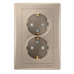 Sedna - double socket-outlet with side earth - 16A shutters, titanium