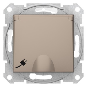 Sedna - single socket outlet, side earth - 16A IP44 shutter, lid, wo frame titan