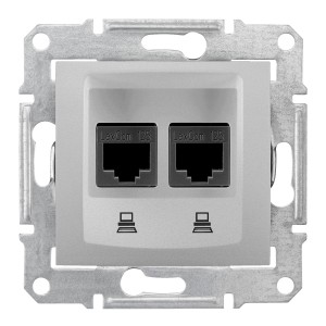 Sedna - double data outlet - RJ45 cat.5e UTP without frame aluminium