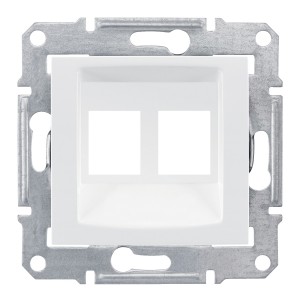 Sedna plate, double; AMP, MOLEX, KELINE, cat5e, cat6 UTP (wo connector), white
