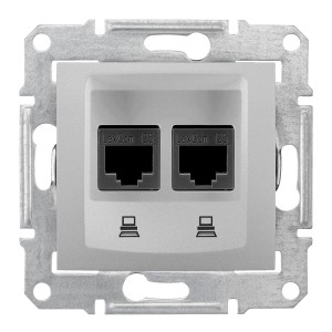 Sedna - double data outlet - RJ45 cat.6 STP without frame aluminium