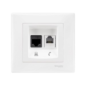 Sedna - tel+data outlet - RJ11 + RJ45 cat.5e UTP white