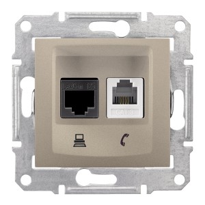 Sedna - tel+data outlet - RJ11 + RJ45 cat.6 UTP without frame titanium