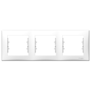 Sedna - horizontal 3-gang frame - white