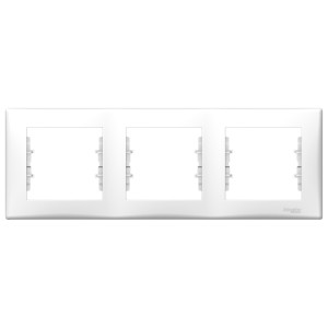 Sedna - horizontal 3-gang frame - white