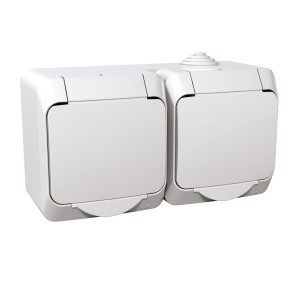 Cedar Plus - double socket-outlet sideE - 16A, shutters, white