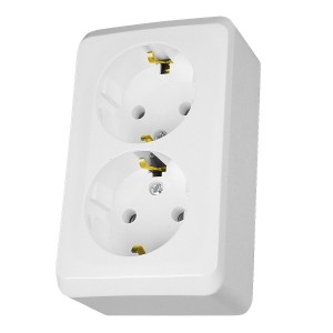PRIMA - double socket-outlet with side earth - 16A, white