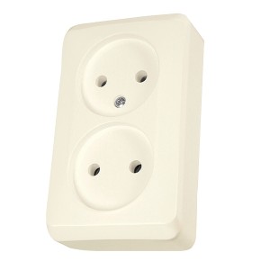 PRIMA - double socket outlet without earth - 16A, beige