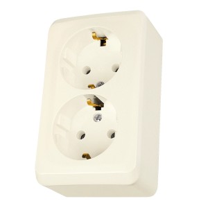 PRIMA - double socket-outlet with side earth - 16A, beige