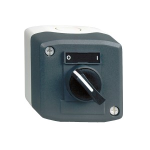 Control station, plastic, dark grey lid, 1 selector switch, standard handle Ø22, 1 NO