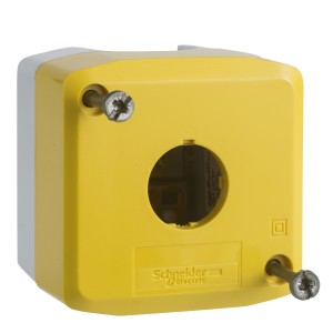 Empty enclosure, plastic, yellow lid for push button Ø22, 1 cut-out