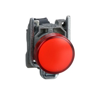 Push button, metal, flush, red, Ø22, spring return, unmarked, 1NC