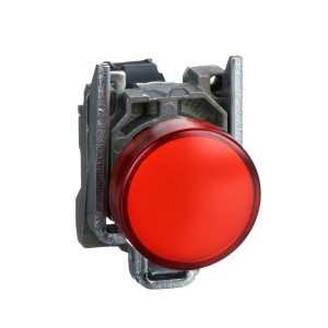 Pilot light, metal, red, Ø22, plain lens with integral LED, 24 V AC/DC