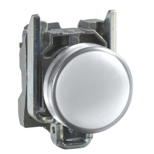Pilot light, metal, white, Ø22, plain lens with integral LED, 110…120 VAC