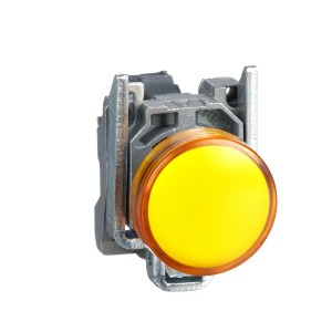 Pilot light, metal, orange, Ø22, plain lens with integral LED, 110…120 VAC