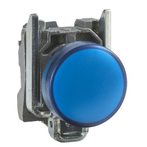 Pilot light, metal, blue, Ø22, plain lens with integral LED, 110…120 VAC