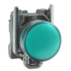 Pilot light, metal, green, Ø22, plain lens with integral LED, 230...240 VAC