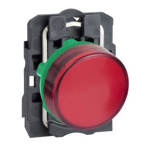 Pilot light, plastic, red, Ø22, plain lens with integral LED, 24 V AC/DC